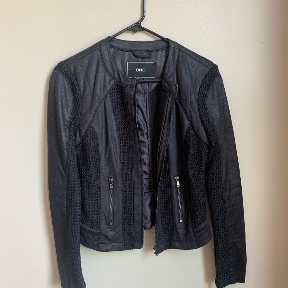 NEW BNCI black textured faux suede jacket